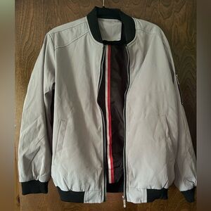 Grey Zip Up Bomber Jacket